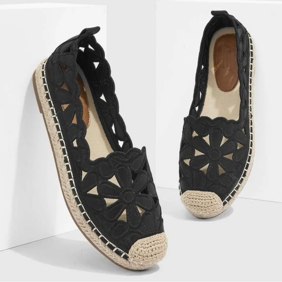 Floral Embroidery Espadrille Flats - Picture 1 of 2